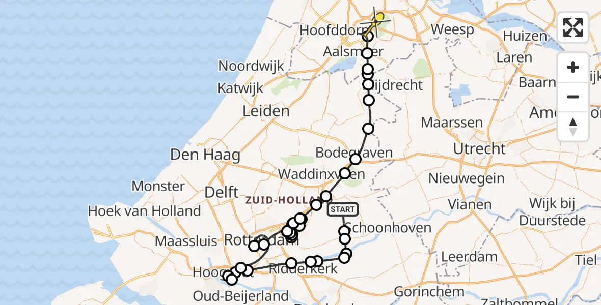 Routekaart van de vlucht: Politieheli naar Schiphol, Bosweg