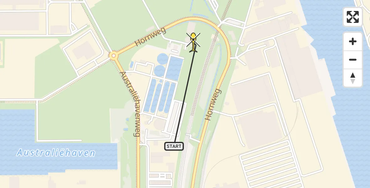 Vluchtroute Traumahelikopter van Amsterdam Heliport naar Amsterdam Heliport