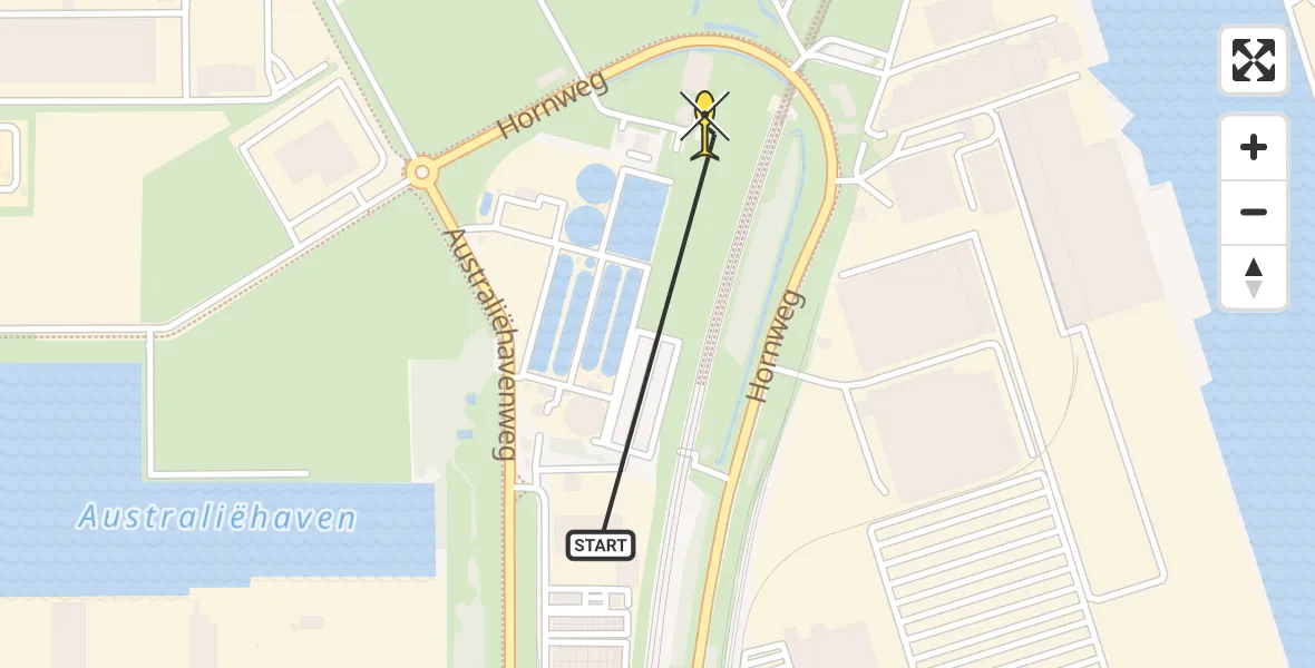 Vluchtroute Traumahelikopter van Amsterdam Heliport naar Amsterdam Heliport