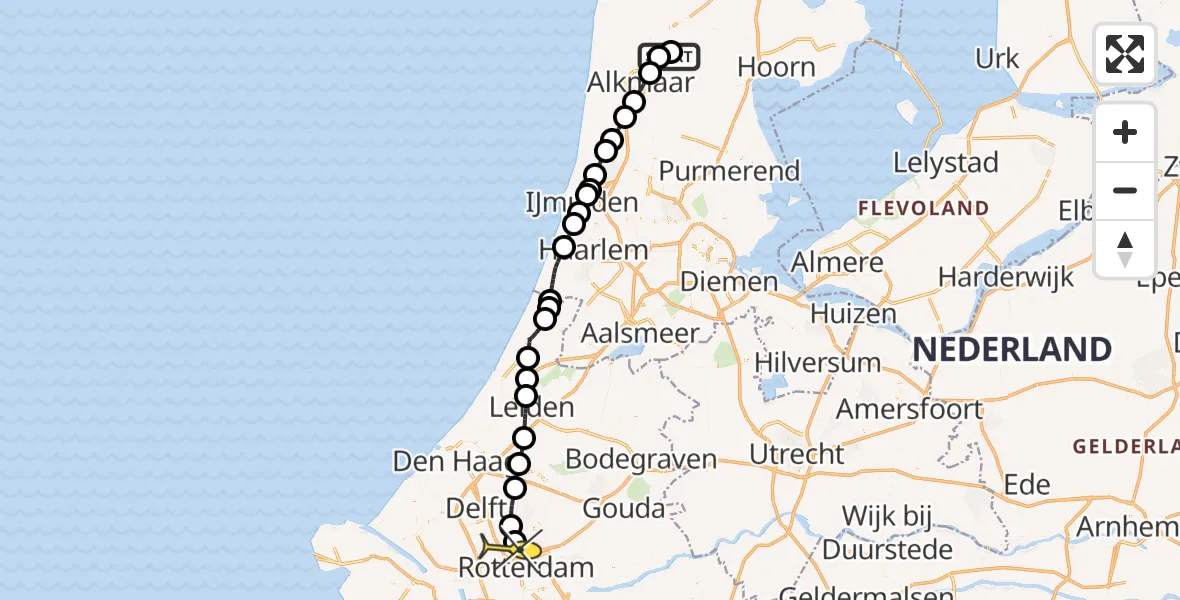 Routekaart van de vlucht: Lifeliner 2 naar Rotterdam The Hague Airport, Schapenland