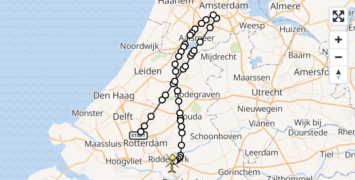 Routekaart van de vlucht: Lifeliner 2 naar Ridderkerk, Bovendijk