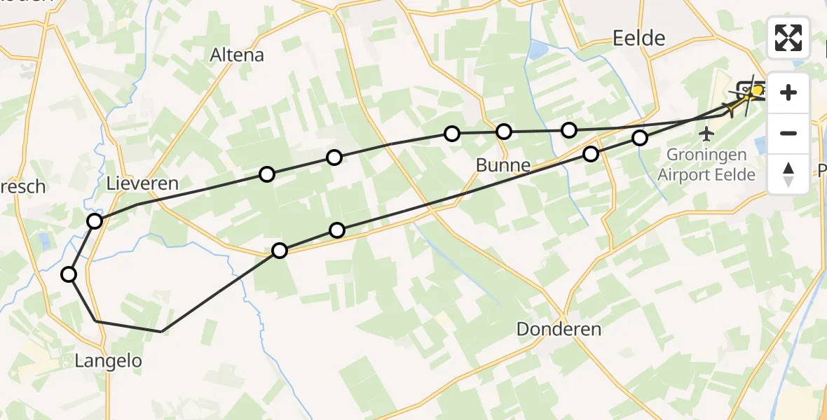 Routekaart van de vlucht: Lifeliner 4 naar Groningen Airport Eelde, Veldkampweg