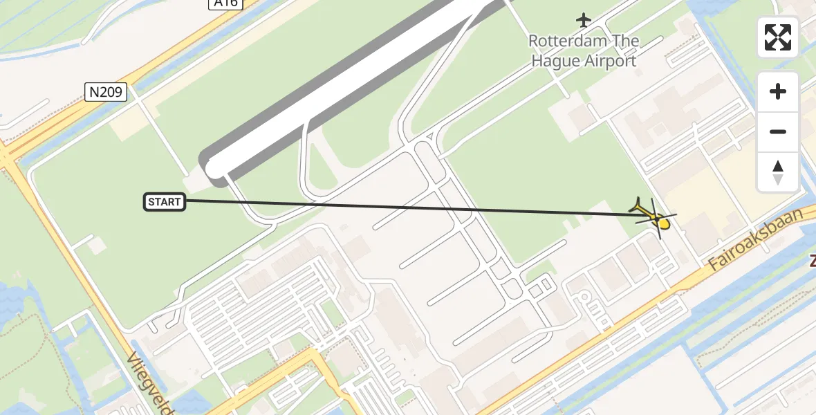 Routekaart van de vlucht: Lifeliner 2 naar Rotterdam The Hague Airport, Brandenburgbaan