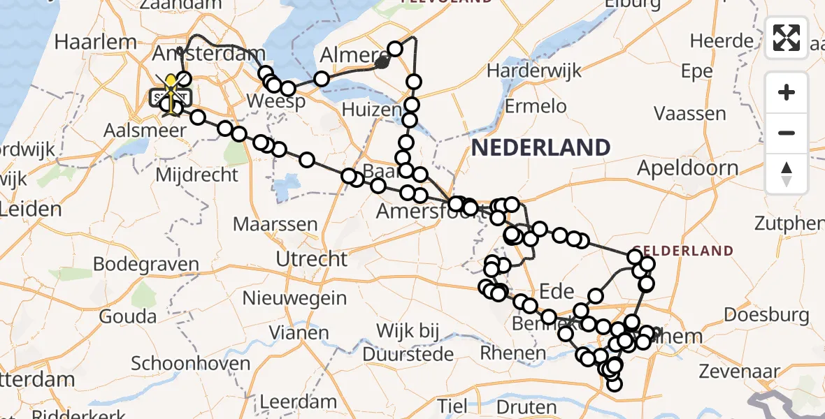 Routekaart van de vlucht: Politieheli naar Schiphol, Westerkimweg