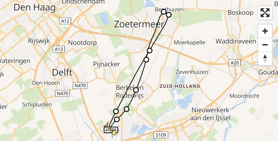 Routekaart van de vlucht: Lifeliner 2 naar Rotterdam The Hague Airport, Doenkadepad