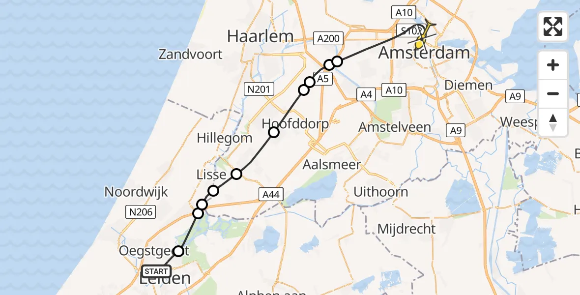 Routekaart van de vlucht: Lifeliner 1 naar Amsterdam, Gabriël Metzustraat