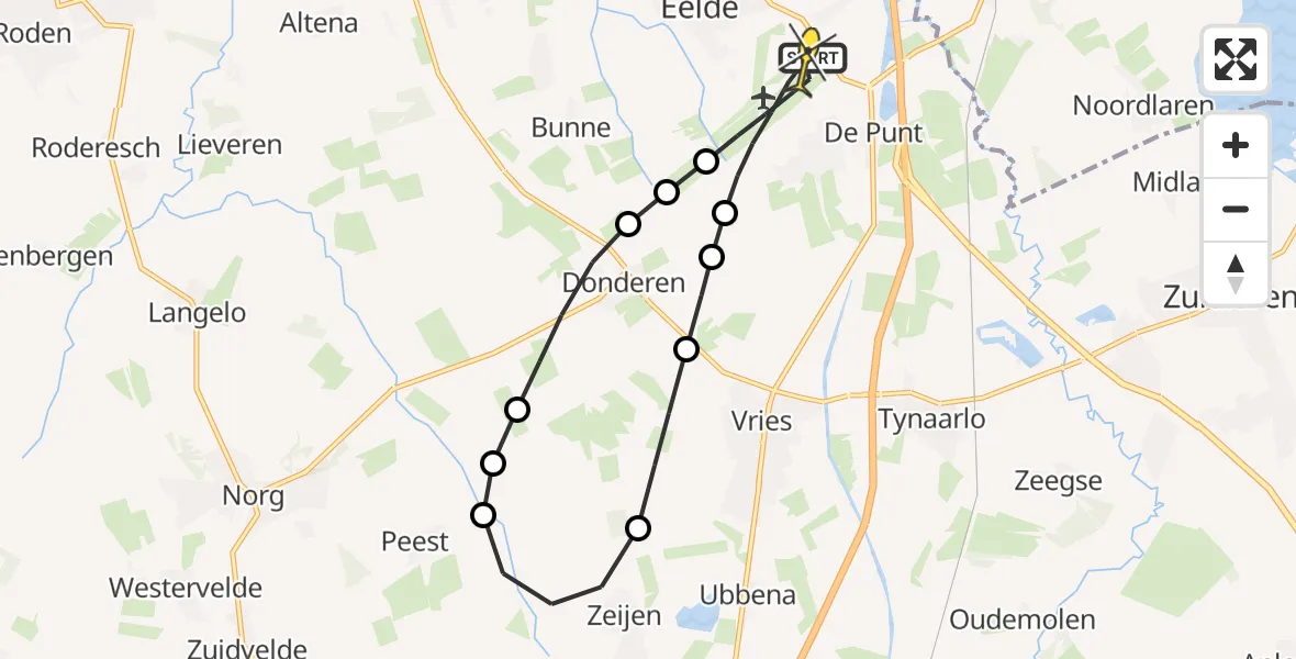 Routekaart van de vlucht: Lifeliner 4 naar Groningen Airport Eelde, Moespot