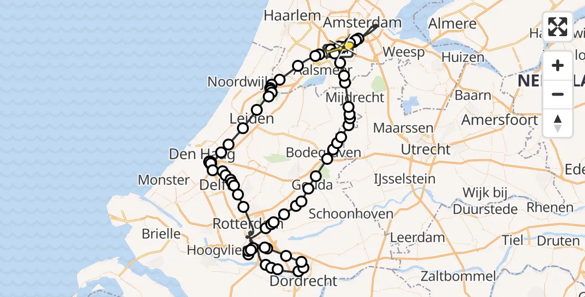 Routekaart van de vlucht: Politieheli naar Schiphol, Grote Vijver