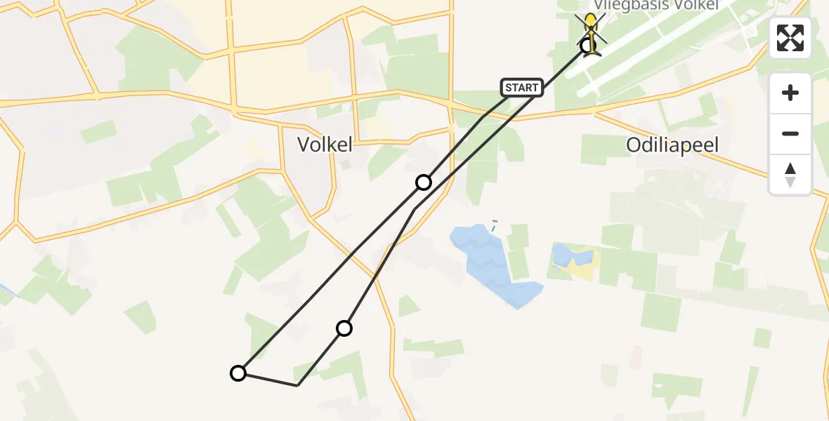 Routekaart van de vlucht: Lifeliner 3 naar Vliegbasis Volkel, Wilgenstraat