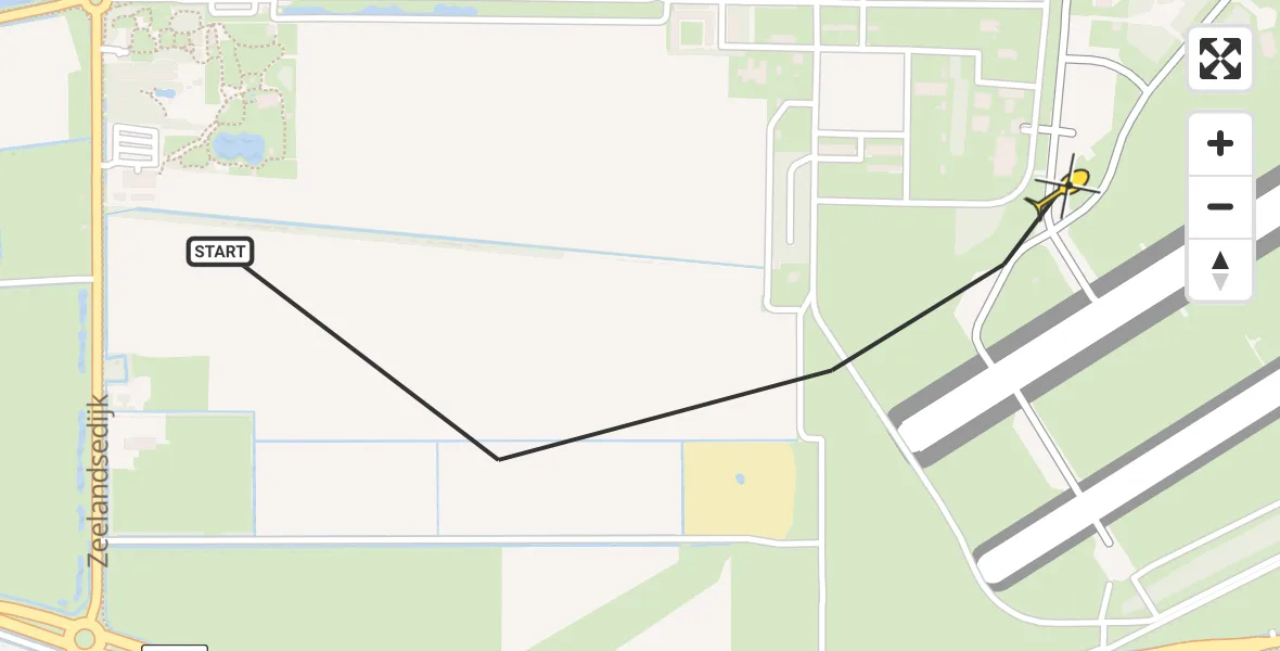 Routekaart van de vlucht: Lifeliner 3 naar Vliegbasis Volkel, Zeelandsedijk