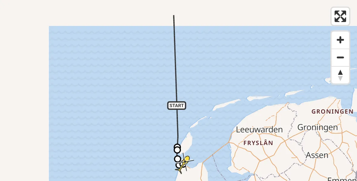 Vluchtroute Kustwachthelikopter van  naar Vliegveld De Kooy