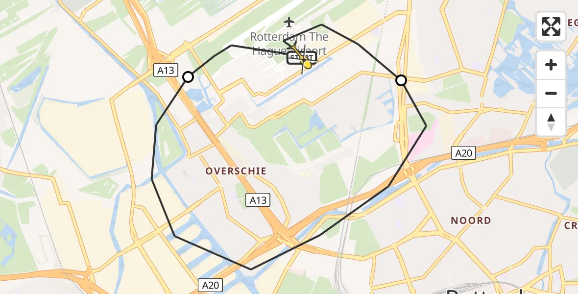 Routekaart van de vlucht: Lifeliner 2 naar Rotterdam The Hague Airport, Gilze-Rijenstraat