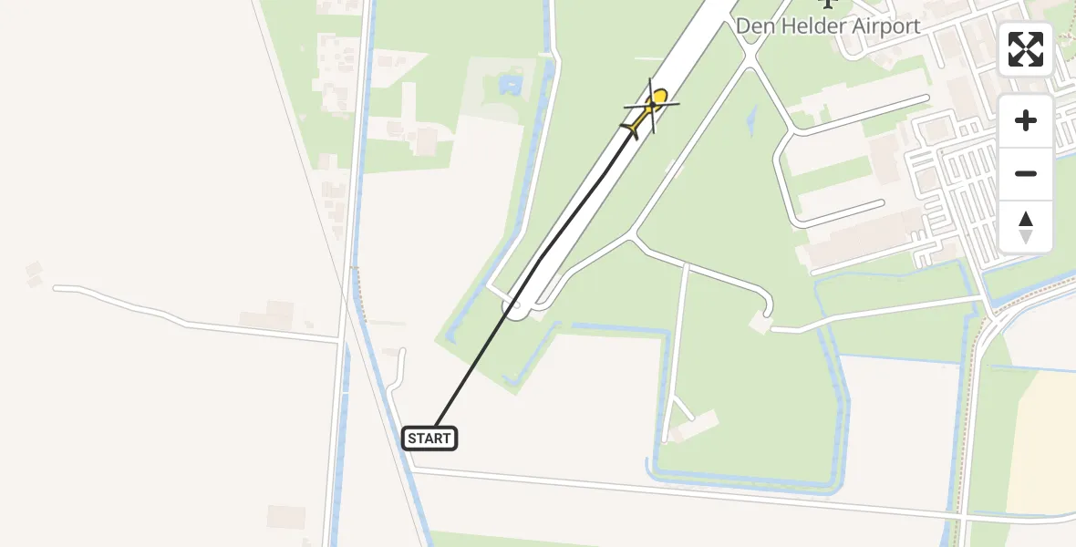 Vluchtroute Kustwachthelikopter van Vliegveld De Kooy naar Vliegveld De Kooy