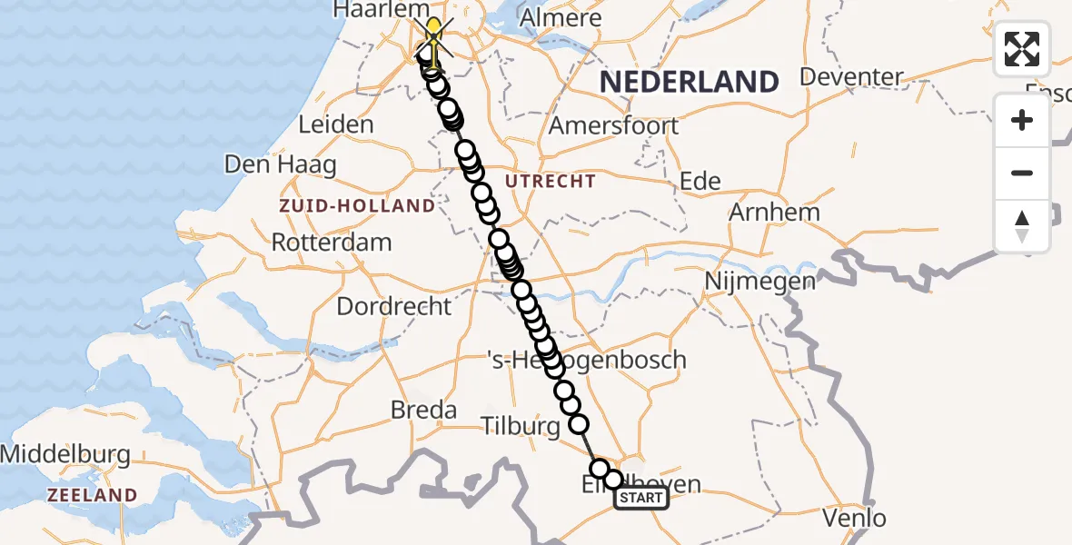 Routekaart van de vlucht: Politieheli naar Schiphol, Van der Beken Pasteelweg