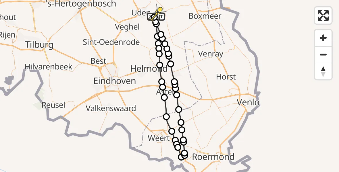 Routekaart van de vlucht: Lifeliner 3 naar Vliegbasis Volkel, Hemelrijkstraat