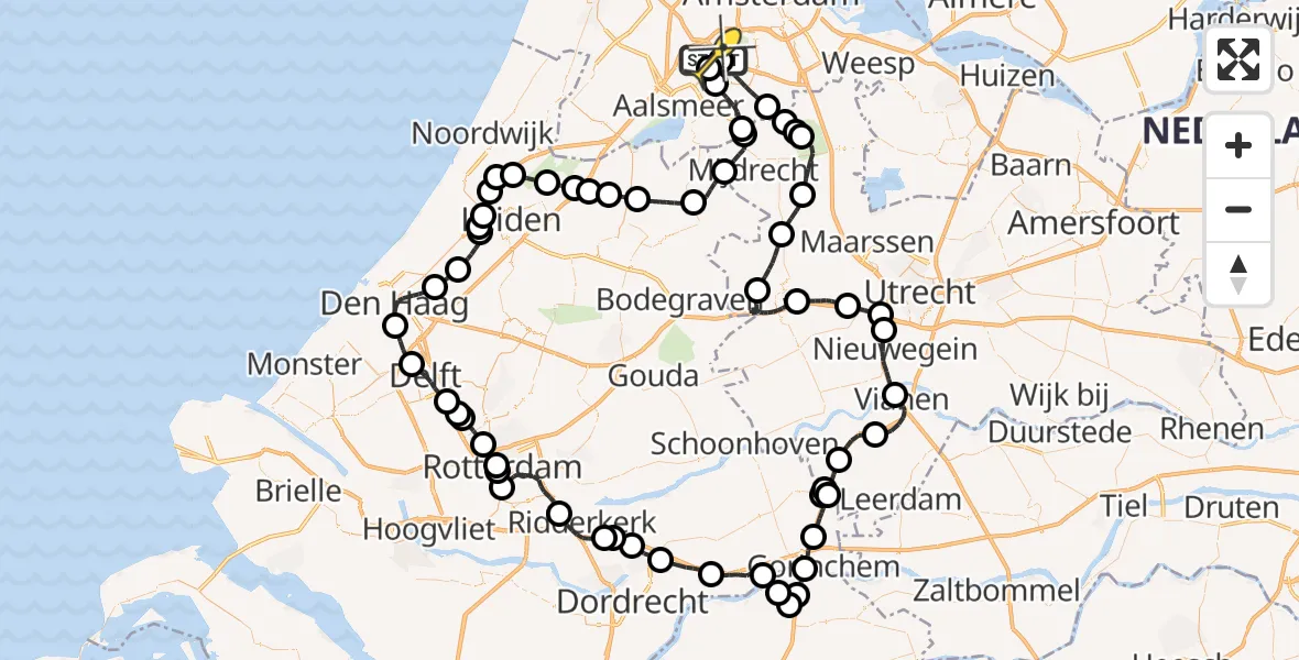 Routekaart van de vlucht: Politieheli naar Schiphol, Kraayveldstraat