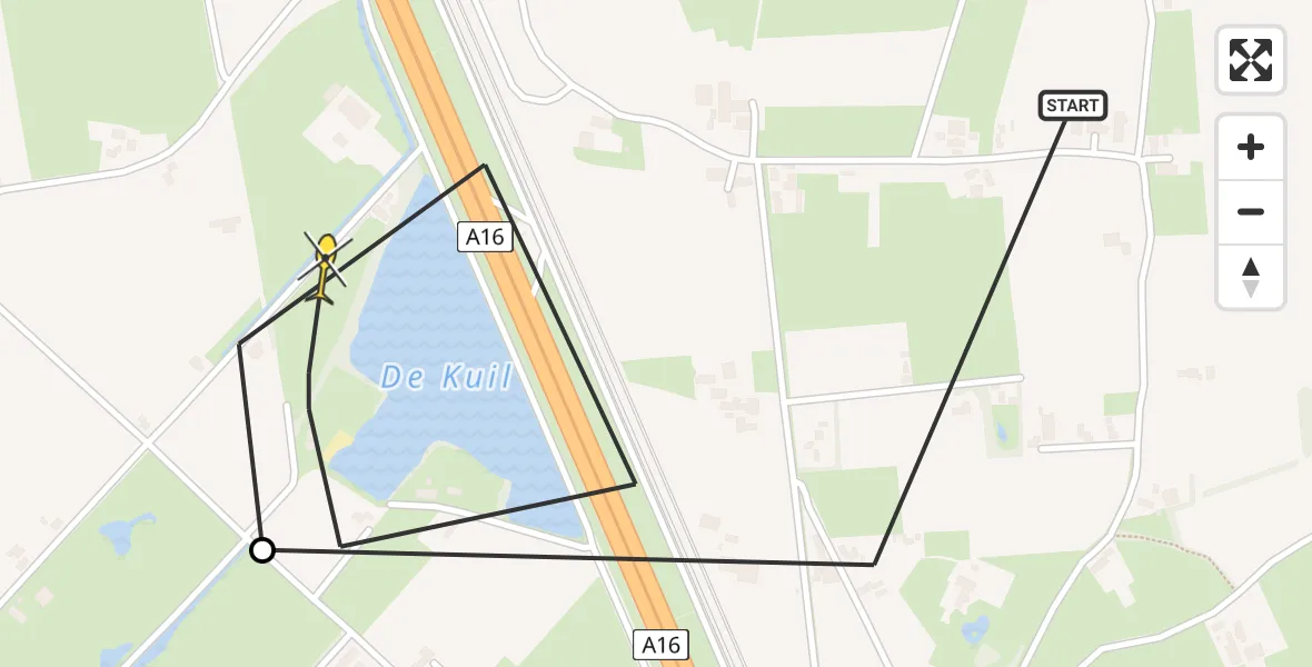 Routekaart van de vlucht: Politiehelikopter naar Prinsenbeek, Weimersedreef