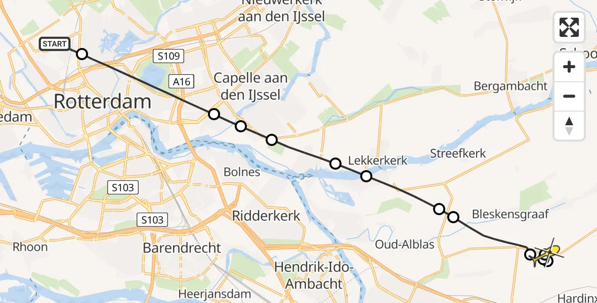 Routekaart van de vlucht: Lifeliner 2 naar Molenaarsgraaf, Ada Lovelacestraat