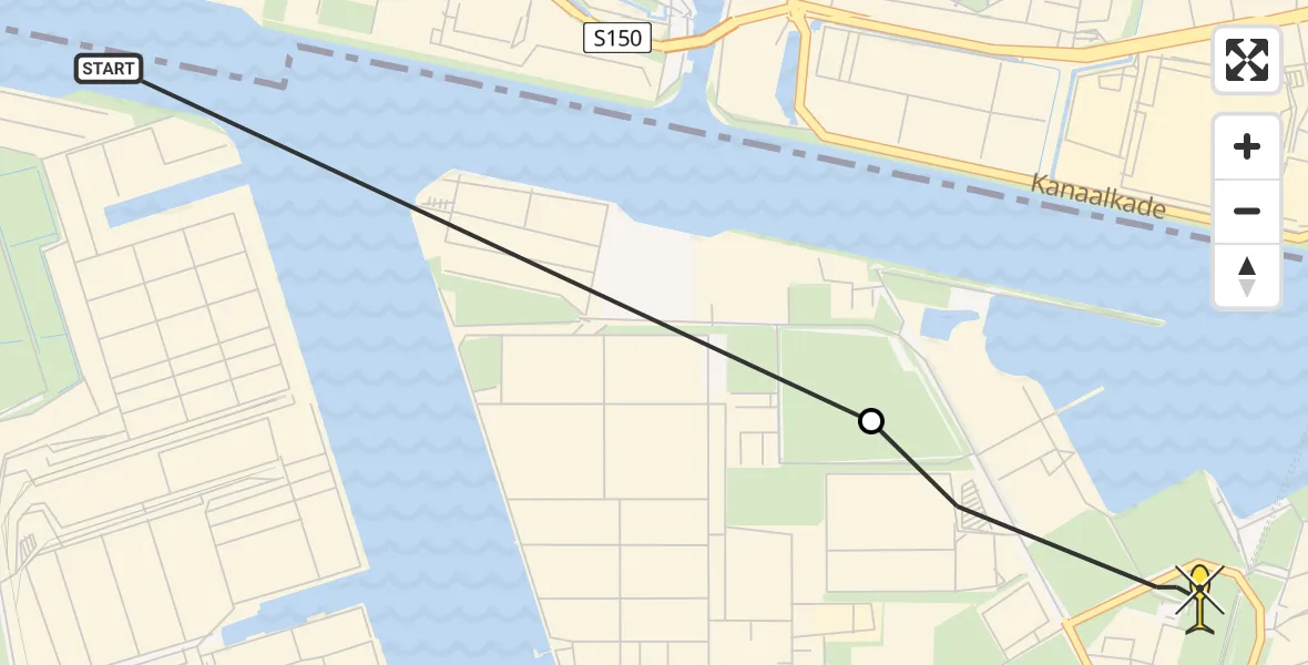 Routekaart van de vlucht: Lifeliner 1 naar Amsterdam Heliport, Hornweg