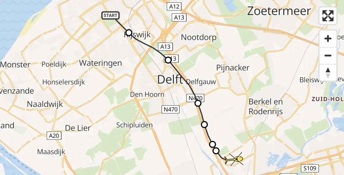 Routekaart van de vlucht: Lifeliner 2 naar Rotterdam The Hague Airport, Erasmusplein