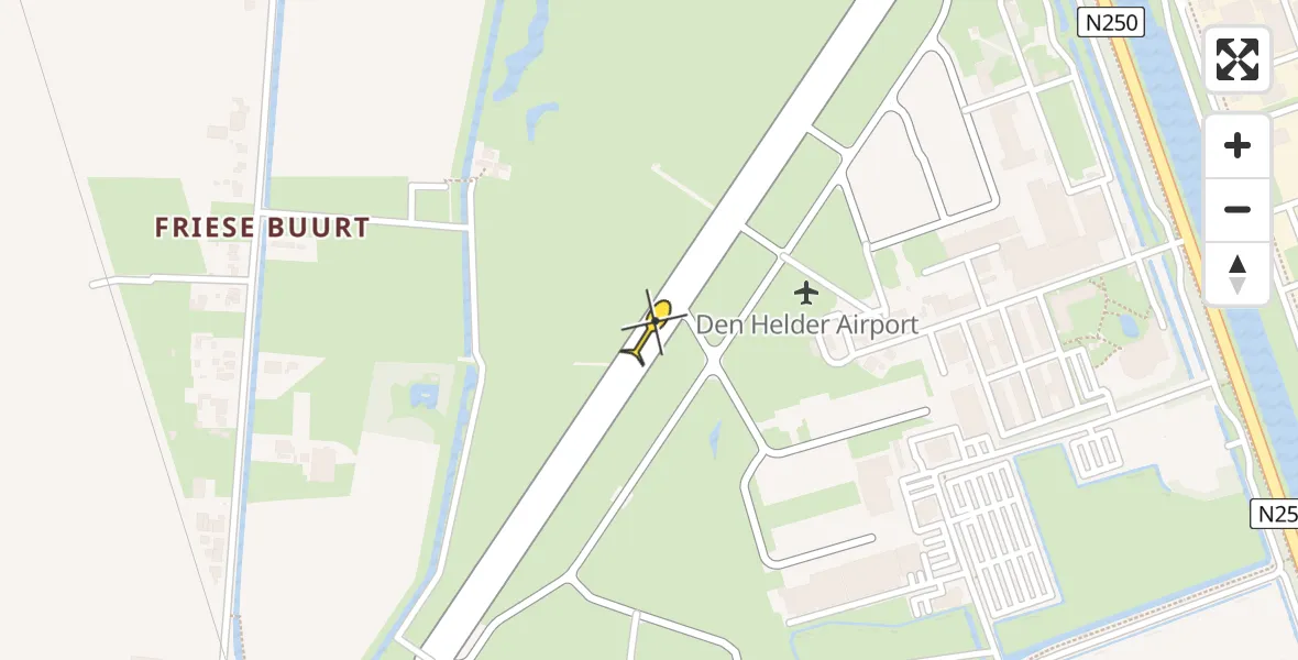 Vluchtroute Kustwachthelikopter van Vliegveld De Kooy naar Vliegveld De Kooy