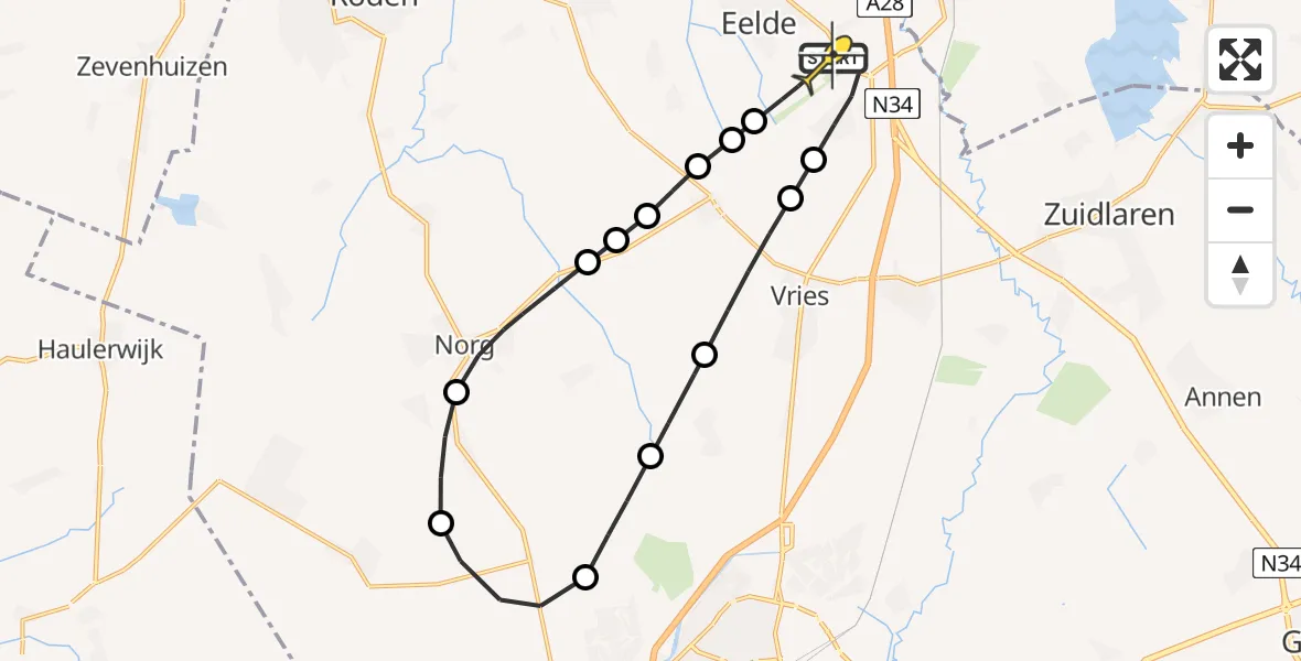 Routekaart van de vlucht: Lifeliner 4 naar Groningen Airport Eelde, Duinstraat