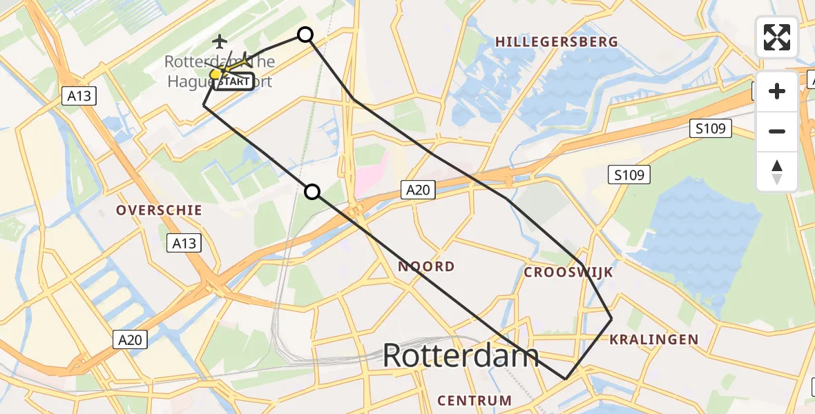 Routekaart van de vlucht: Lifeliner 2 naar Rotterdam The Hague Airport, Van Leeuwenhoekhof