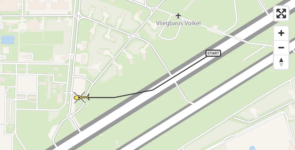 Routekaart van de vlucht: Politieheli naar Vliegbasis Volkel, Zeelandsedijk