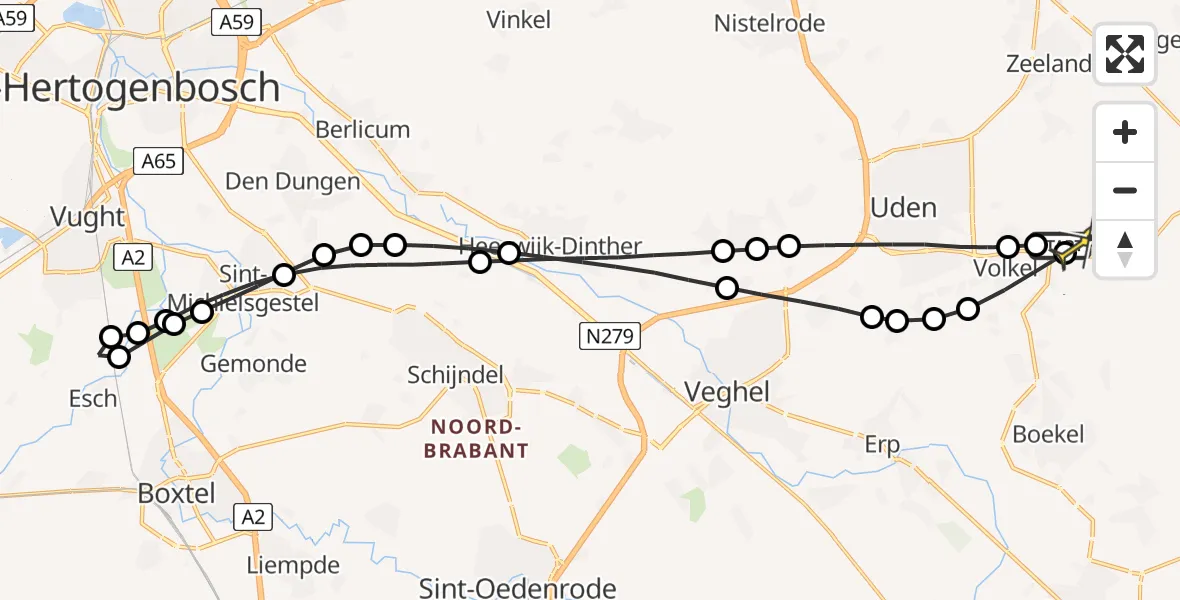 Routekaart van de vlucht: Lifeliner 3 naar Vliegbasis Volkel, Lankesstraat