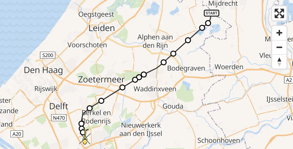 Routekaart van de vlucht: Lifeliner 2 naar Rotterdam The Hague Airport, Hogedijk