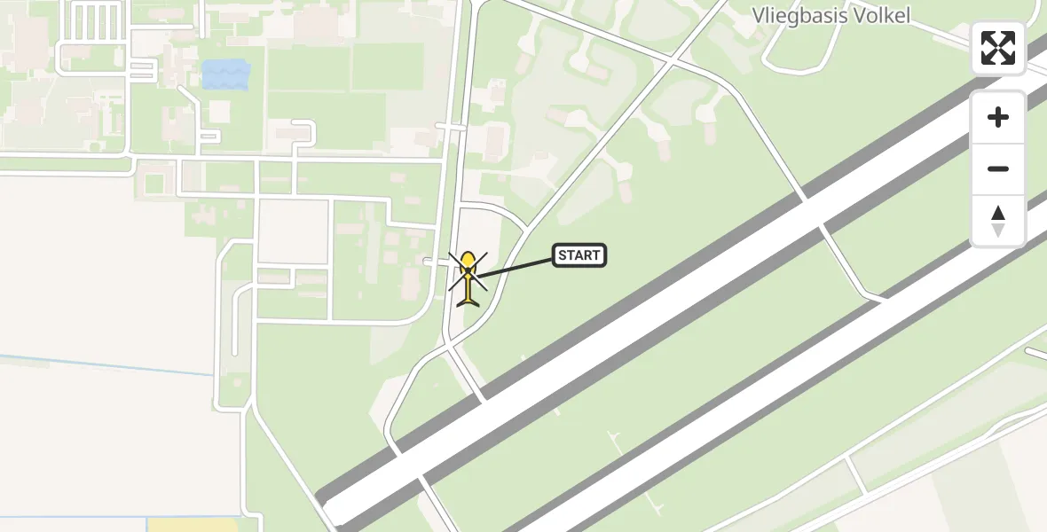 Routekaart van de vlucht: Politieheli naar Vliegbasis Volkel, Zeelandsedijk