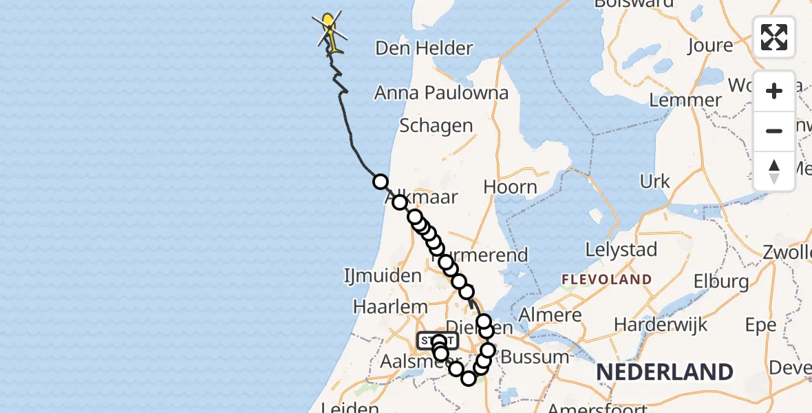 Routekaart van de vlucht: Politieheli naar Bosrandweg