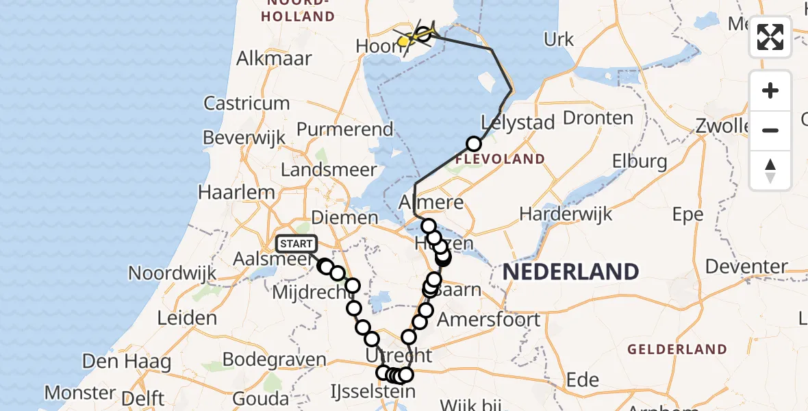 Routekaart van de vlucht: Politieheli naar Hem, Hoofdweg