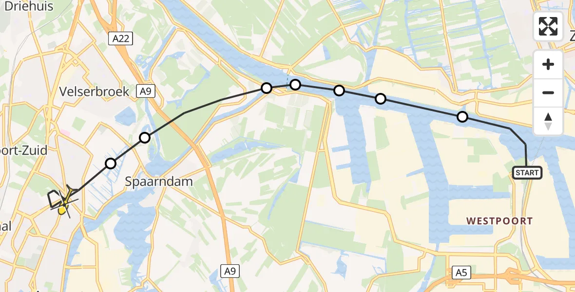 Routekaart van de vlucht: Lifeliner 1 naar Haarlem, Droompark Buitenhuizen