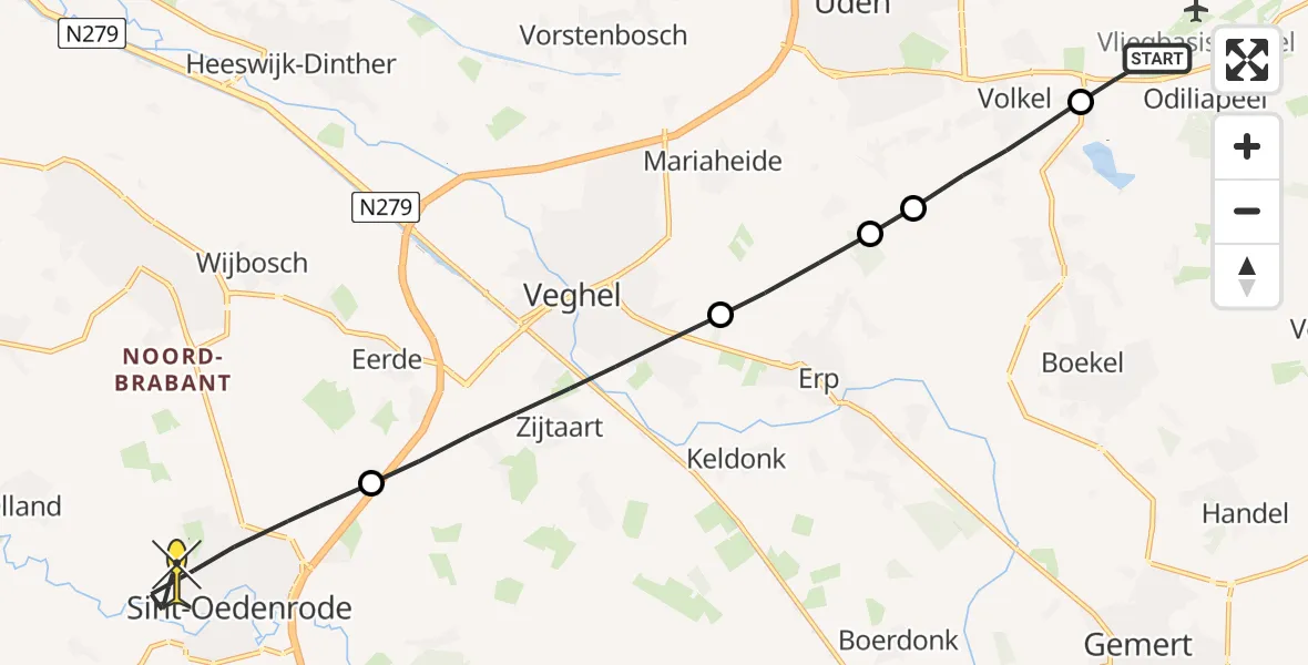 Routekaart van de vlucht: Lifeliner 3 naar Sint-Oedenrode, Heikantsepad