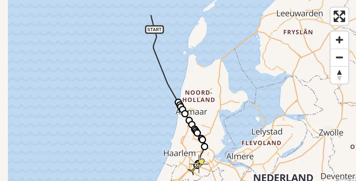 Routekaart van de vlucht: Politieheli naar Schiphol, Thermiekstraat