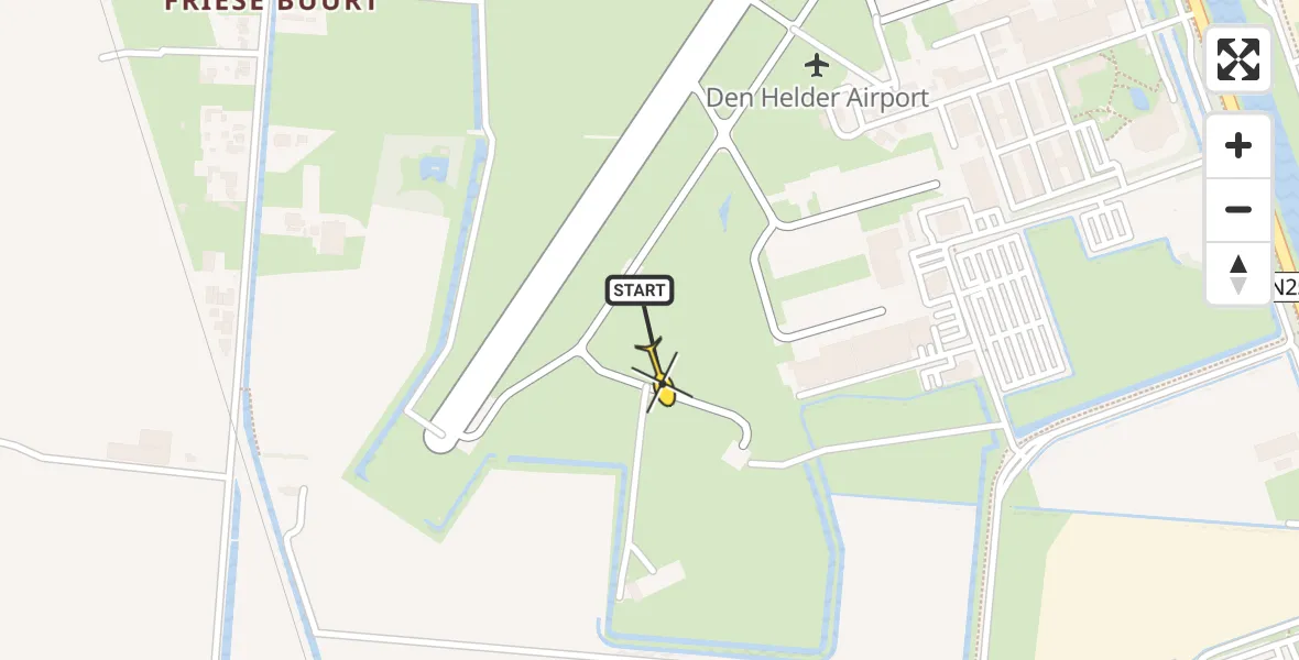 Vluchtroute Kustwachthelikopter van Vliegveld De Kooy naar Vliegveld De Kooy