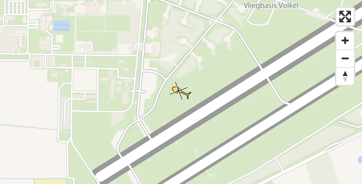 Vluchtroute Traumahelikopter van Vliegbasis Volkel naar Vliegbasis Volkel