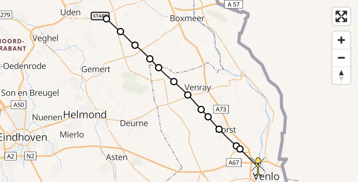 Routekaart van de vlucht: Traumaheli naar Venlo, Beukenlaan