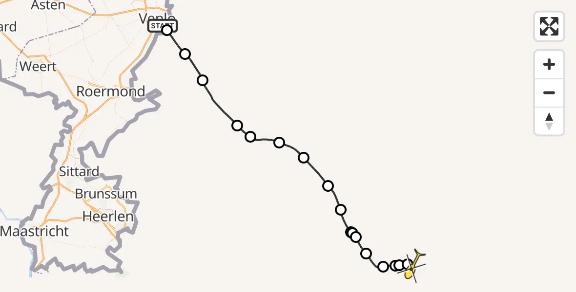 Routekaart van de vlucht: Traumahelikopter naar Sankt Augustin, Grensweg
