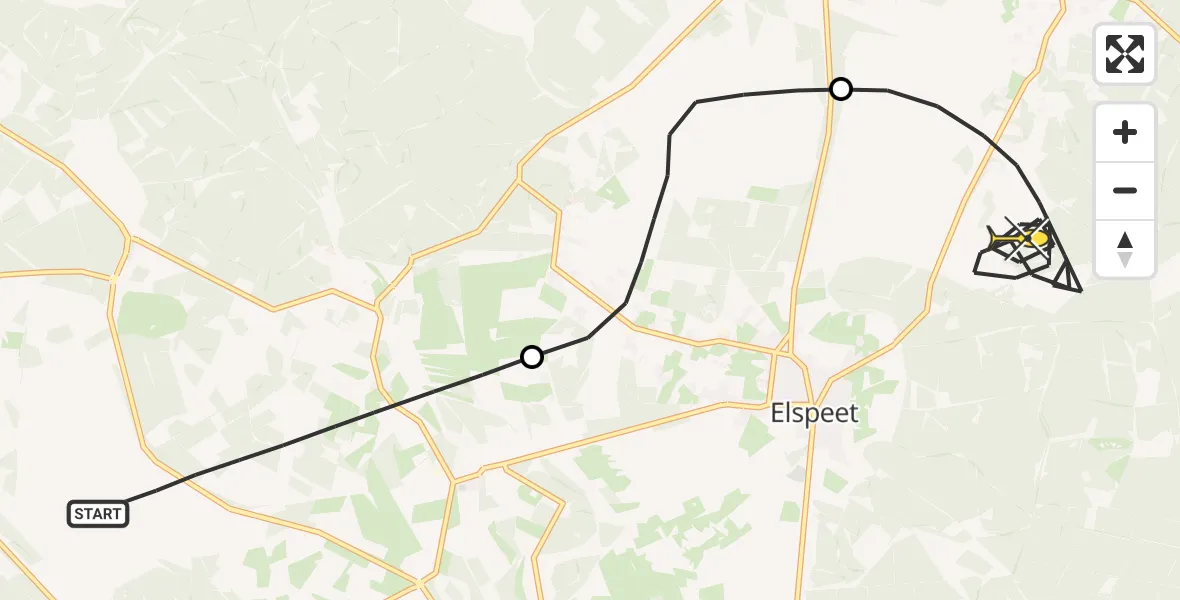 Routekaart van de vlucht: Politieheli naar Vierhouten, Flevoweg