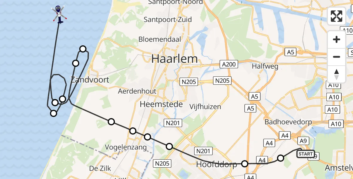Vluchtroute Politiehelikopter Schiphol - , 13 februari 2025, 16:14