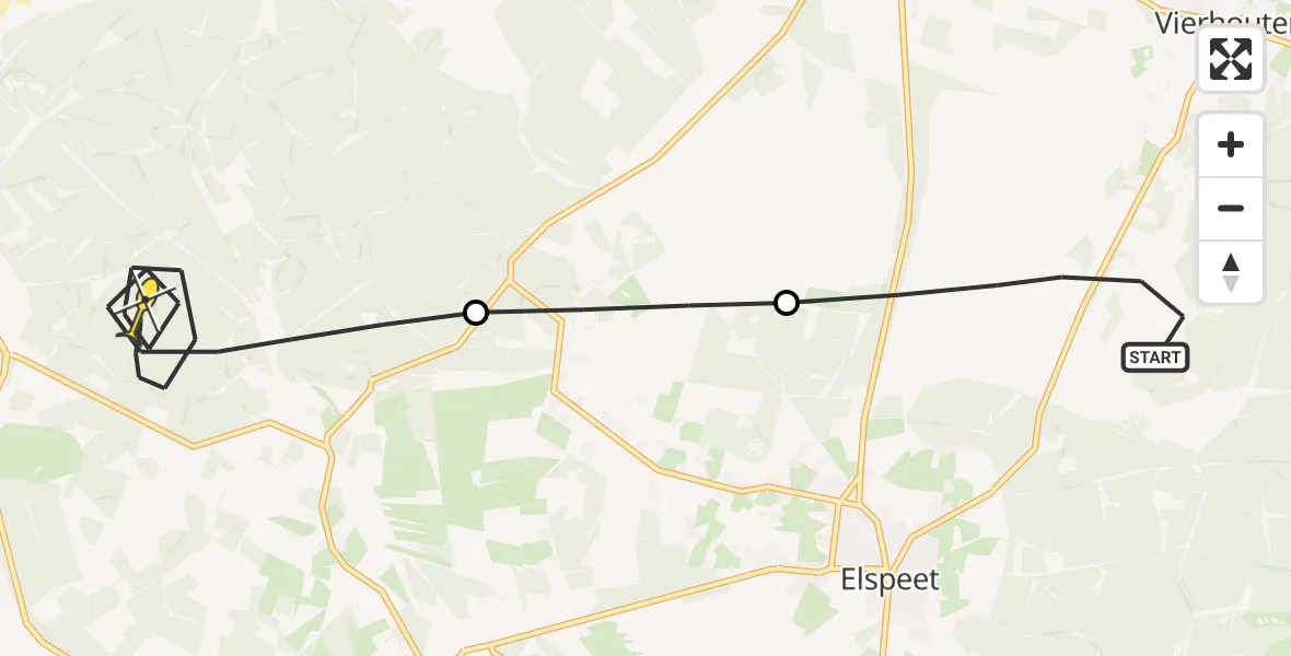 Routekaart van de vlucht: Politieheli naar Ermelo, Elspeterbosweg