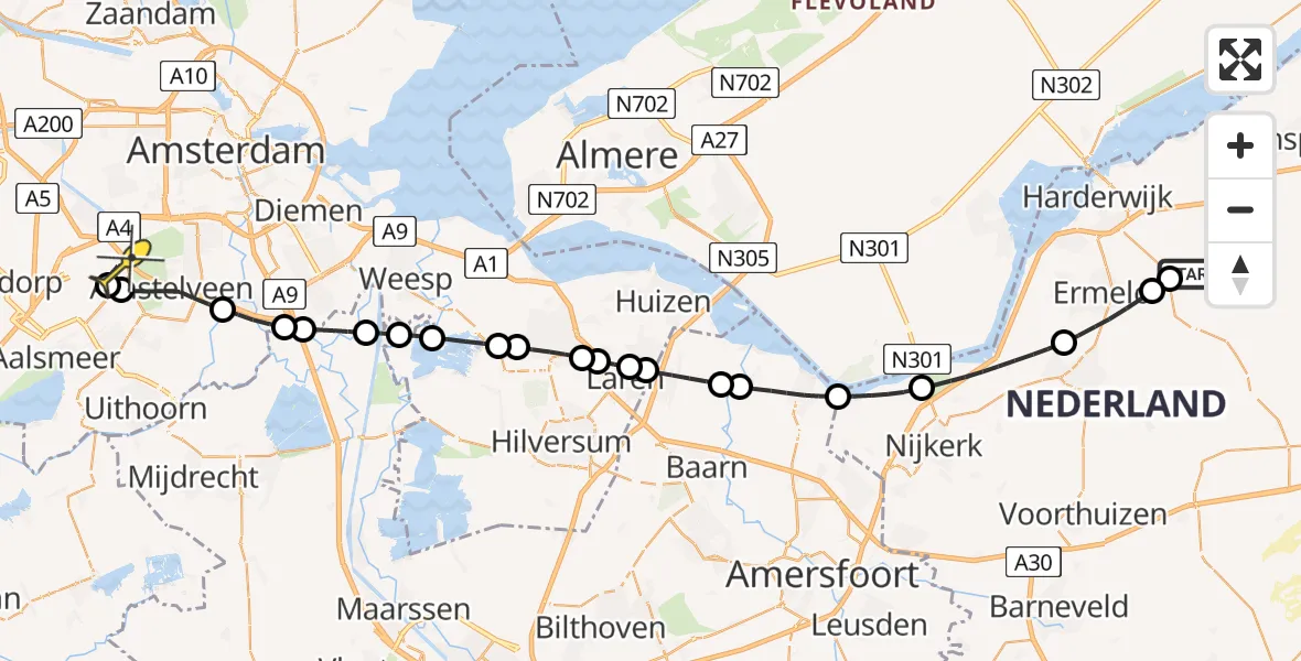 Routekaart van de vlucht: Politieheli naar Schiphol, Cyriassischepad