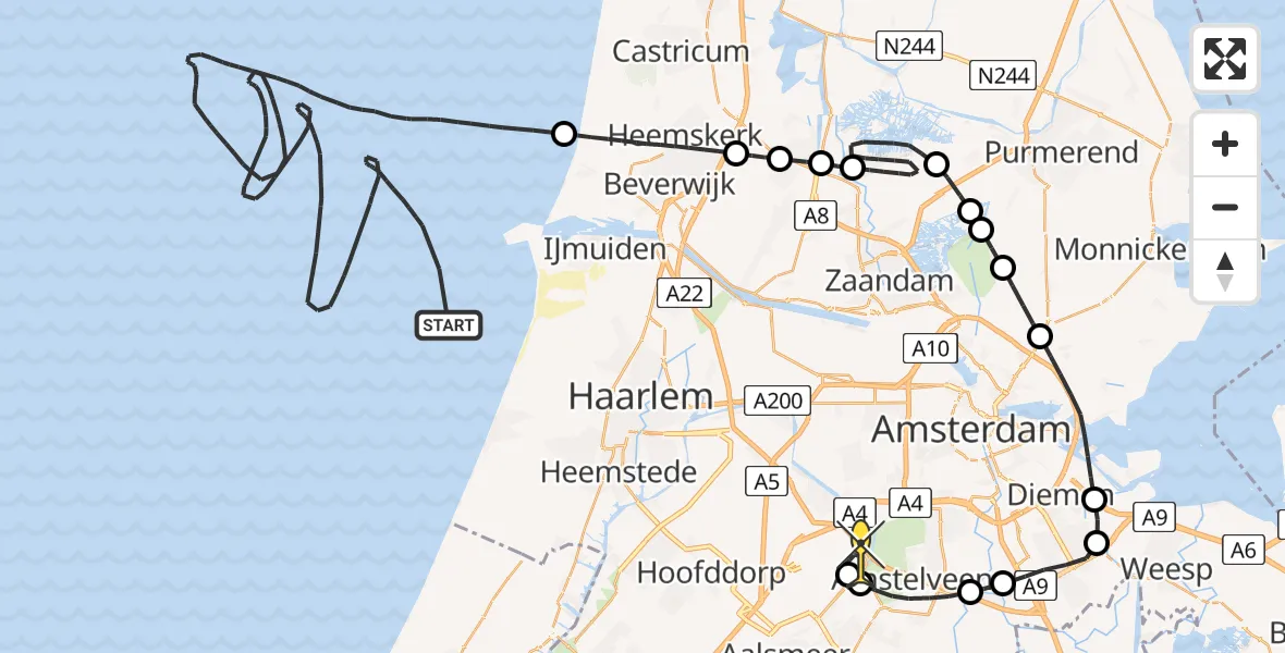 Routekaart van de vlucht: Politieheli naar Schiphol, Thermiekstraat