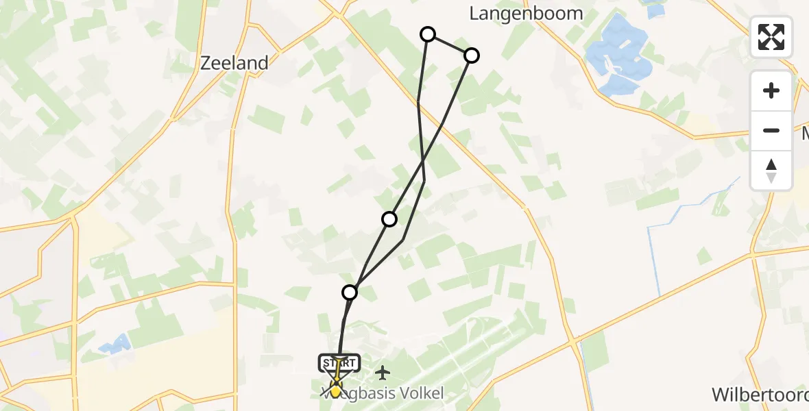 Routekaart van de vlucht: Lifeliner 3 naar Vliegbasis Volkel, Trentsedijk