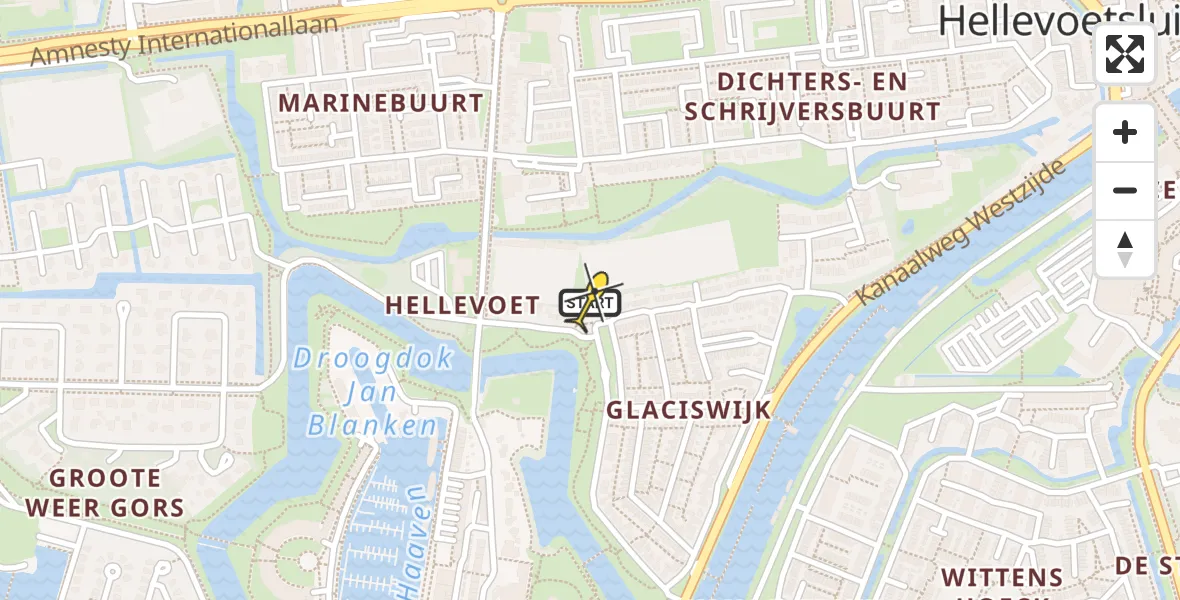 Routekaart van de vlucht: Lifeliner 2 naar Hellevoetsluis, Jan Blankenstraat