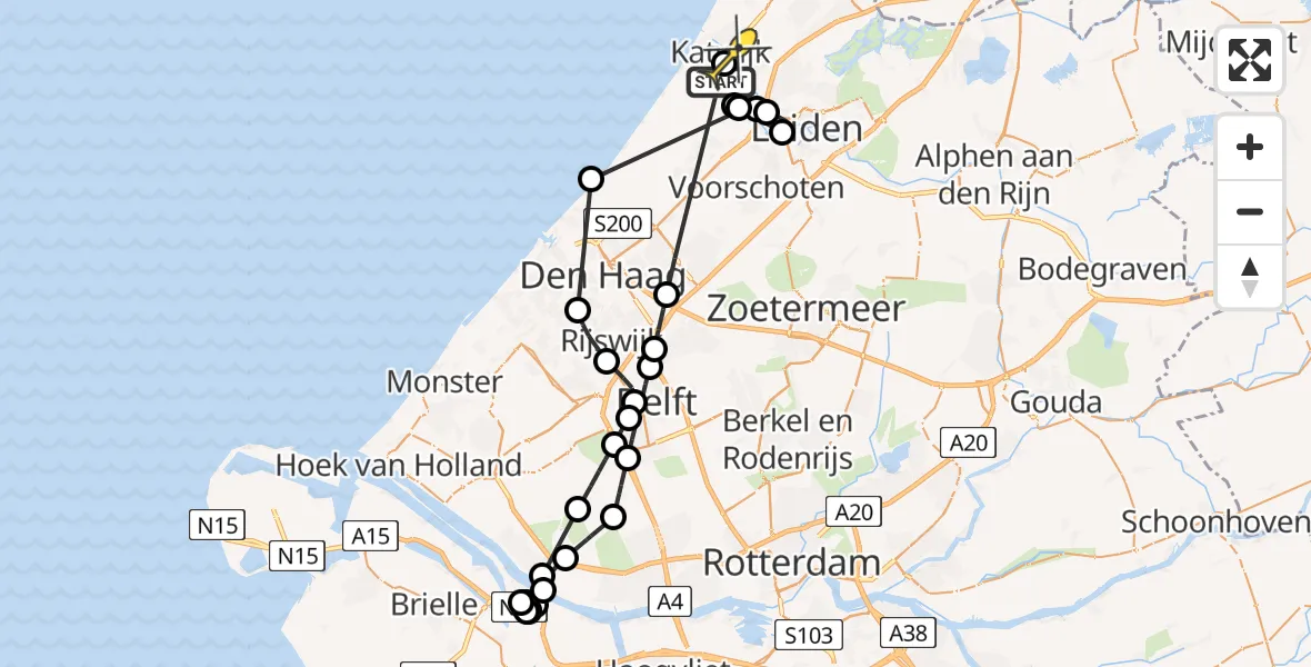 Routekaart van de vlucht: Politieheli naar Katwijk, Zandblauwtje