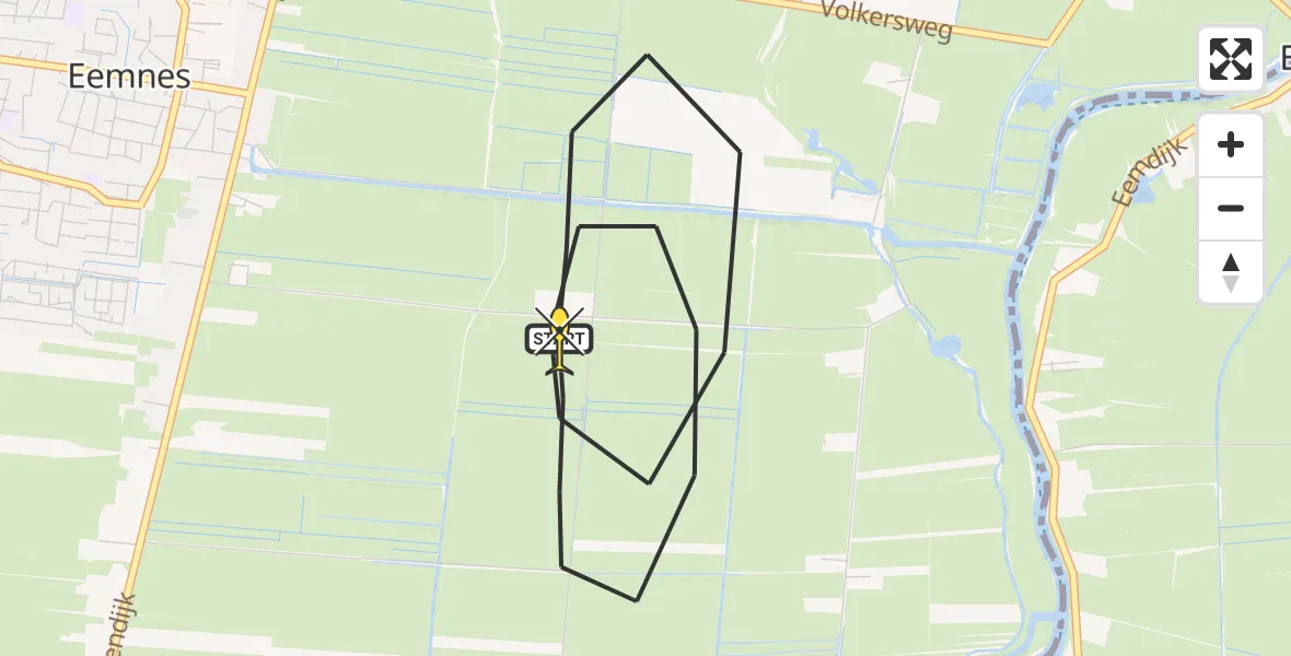 Routekaart van de vlucht: Politiehelikopter naar Eemnes, Zuid Ervenweg