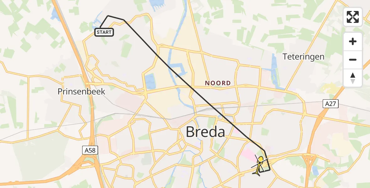 Routekaart van de vlucht: Lifeliner 2 naar Breda, Honderdbunder